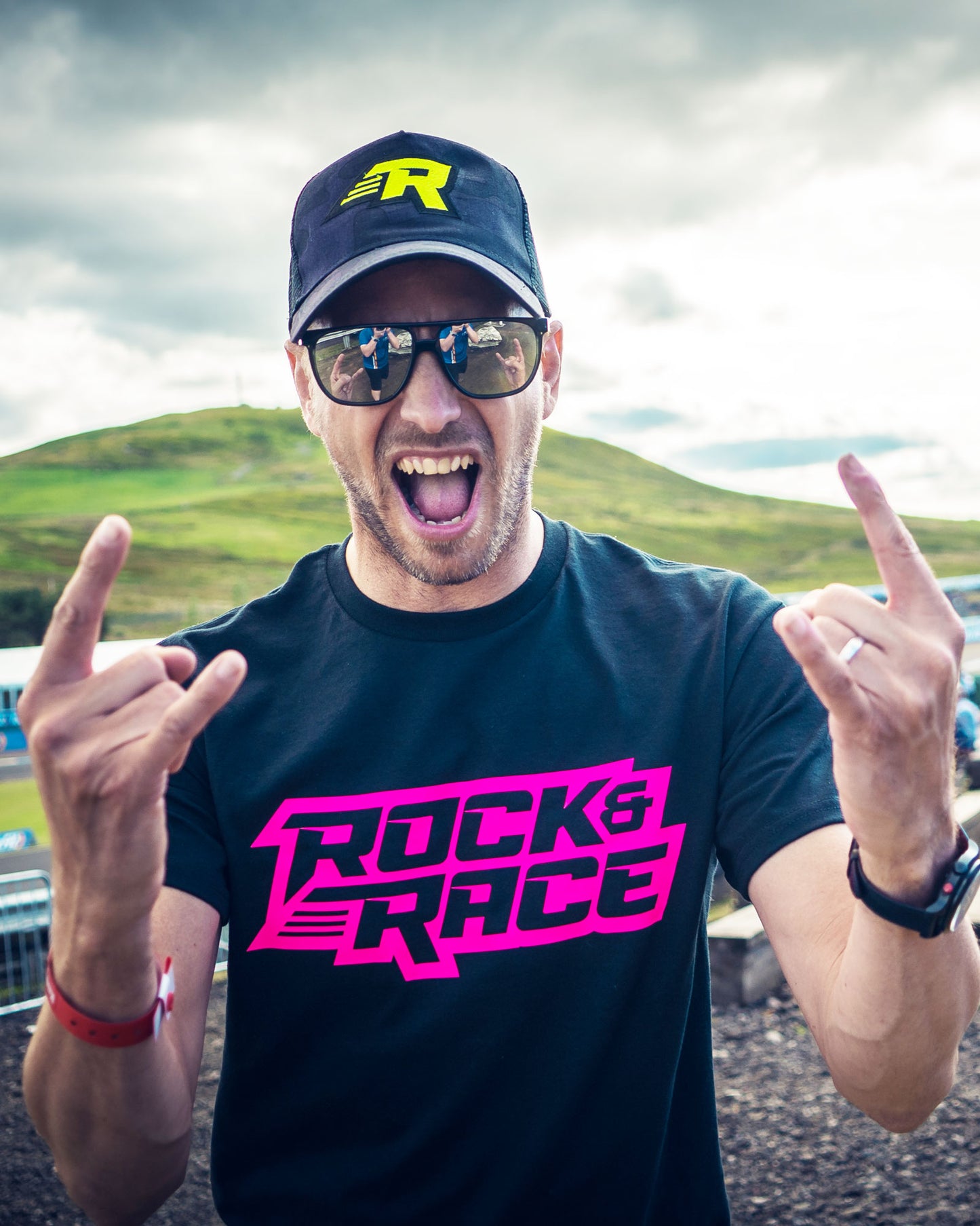 Black Classic Hot Pink Rock & Race T-Shirt